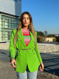 Blazer verde fluo con cintura - R.a. Boutique 