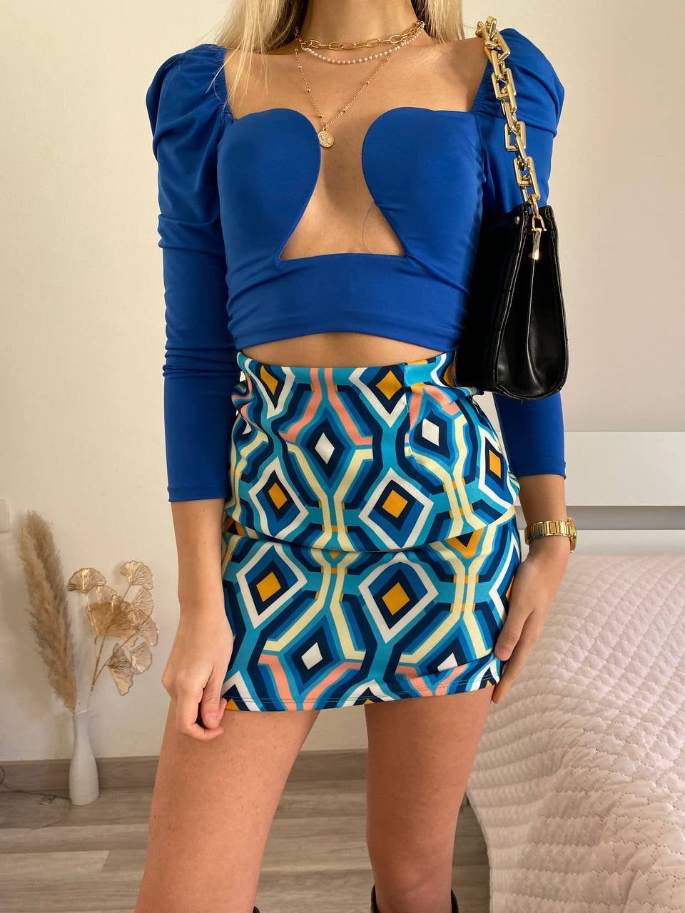 Gonna geometrica azzurra - R.a. Boutique 