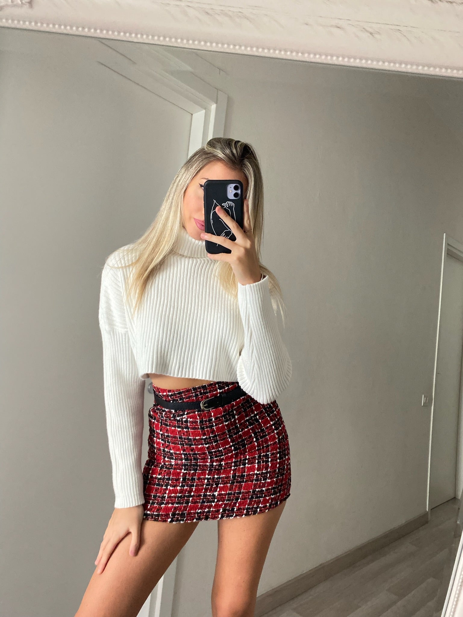 Gonna in tweed rossa - R.a. Boutique 