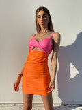 Abito bicolore arancio Fuxia - R.a. Boutique 