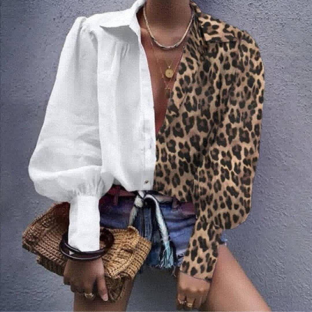 Camicia animalier bicolore - R.a. Boutique 