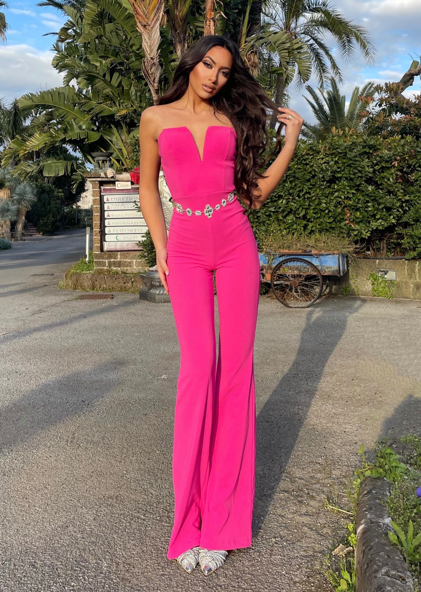 Tuta a palazzo Fuxia a costine - R.a. Boutique 