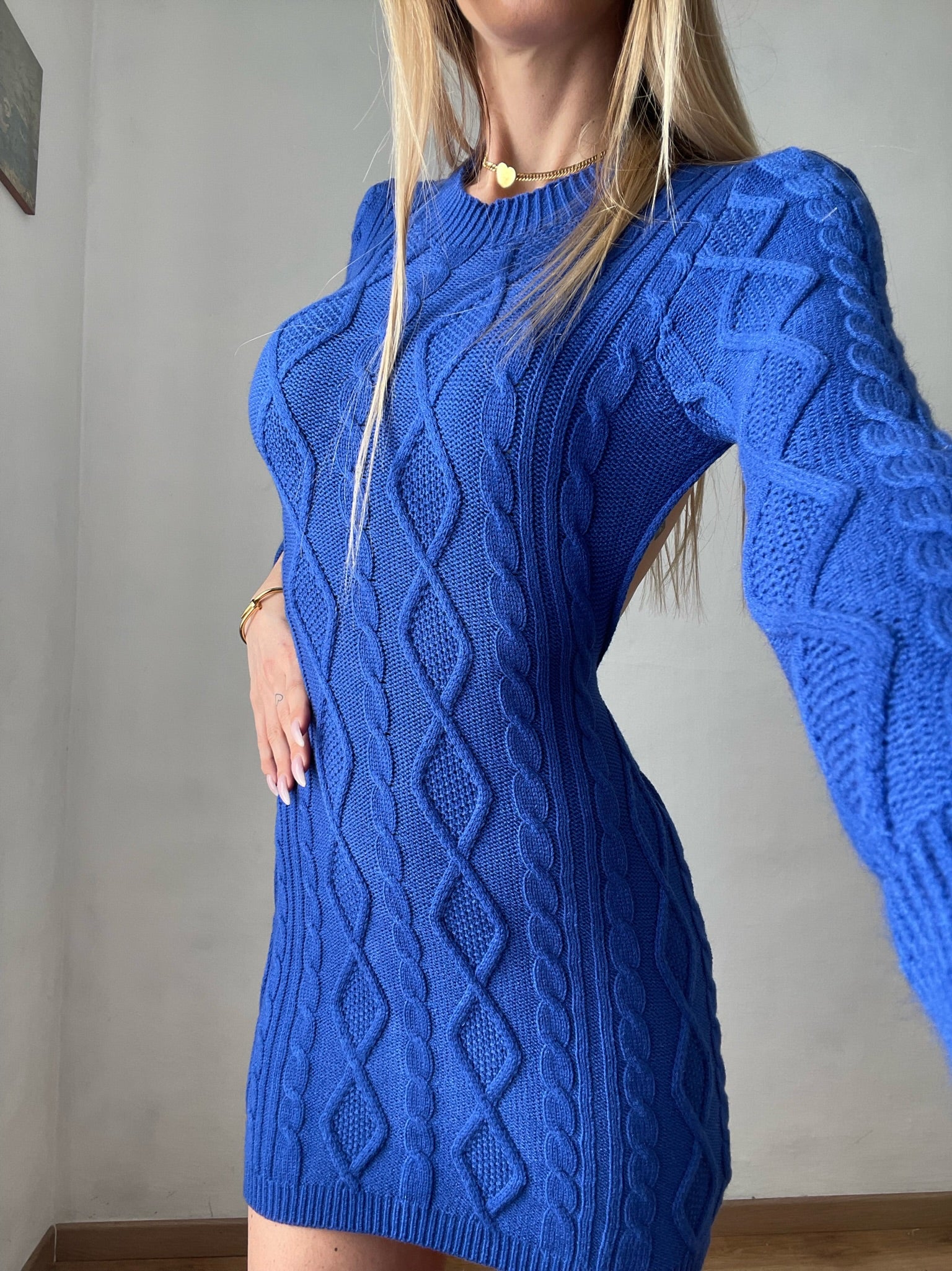 Abito a trecce schiena aperta blu elettrico - R.a. Boutique 