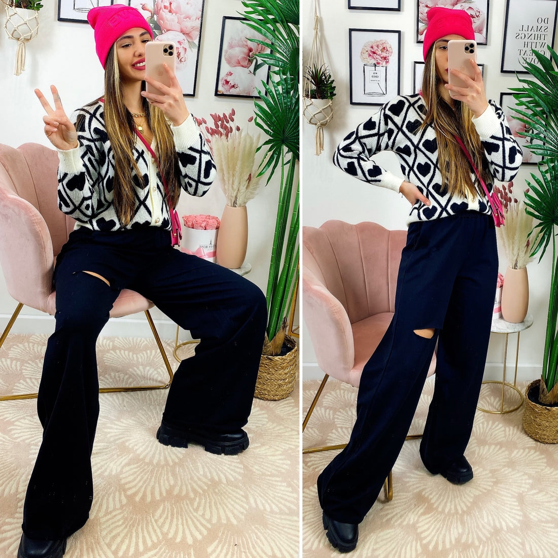 Pantatuta nero con spacco - R.a. Boutique 