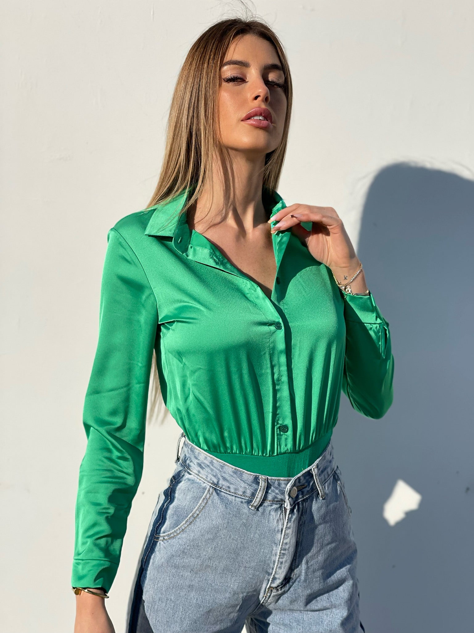 Body camicia verde smeraldo - R.a. Boutique 