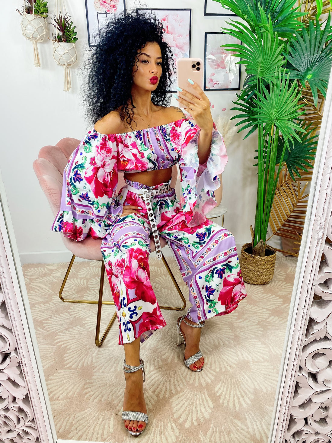 Completo stampa etnica dettagli Lilla - R.a. Boutique 