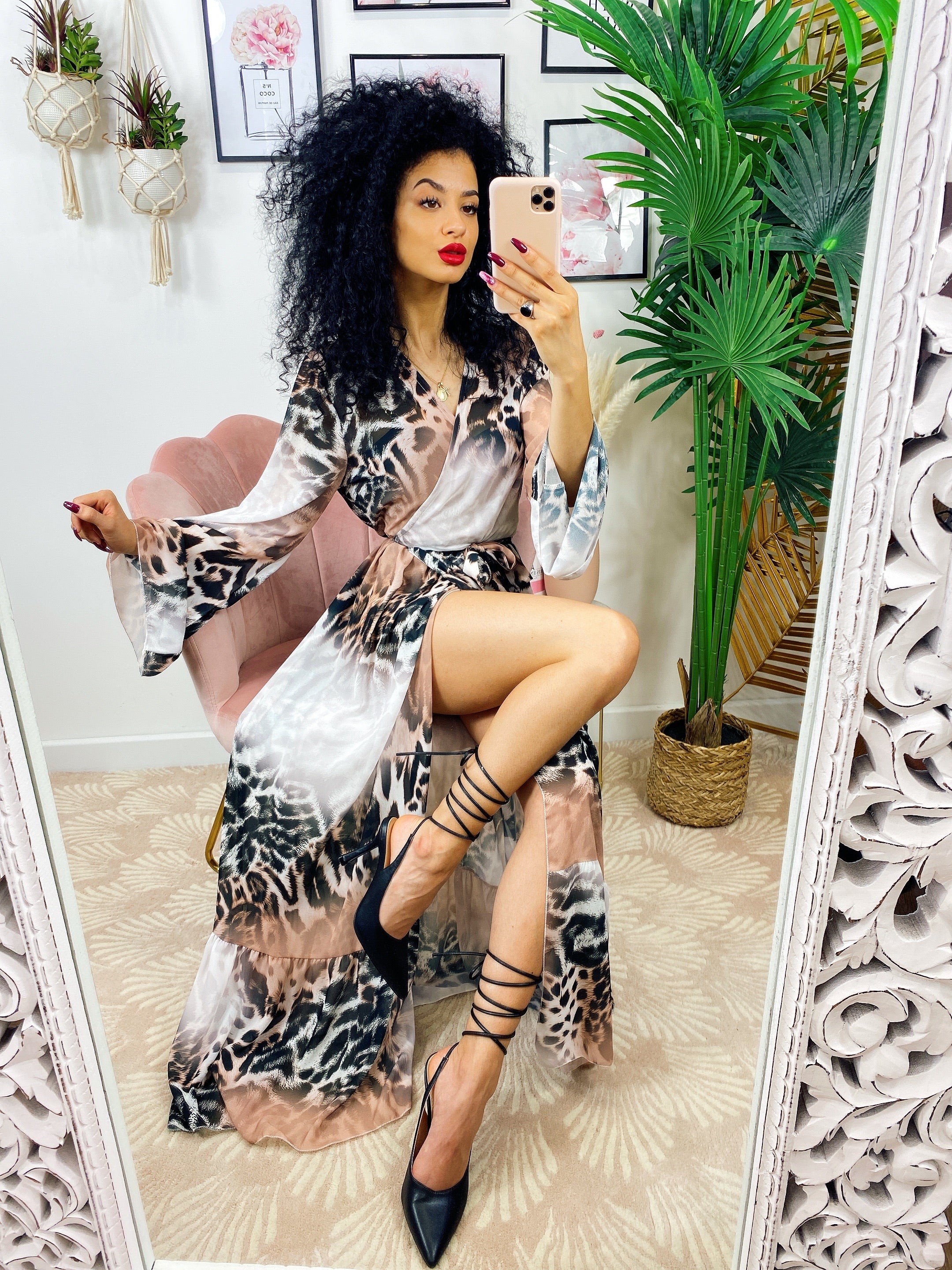 Leopard on sale kimono dress