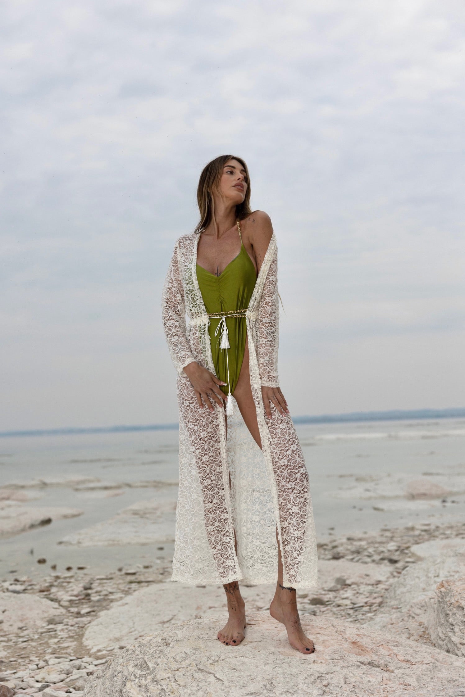 Kimono in pizzo bianco - R.a. Boutique 