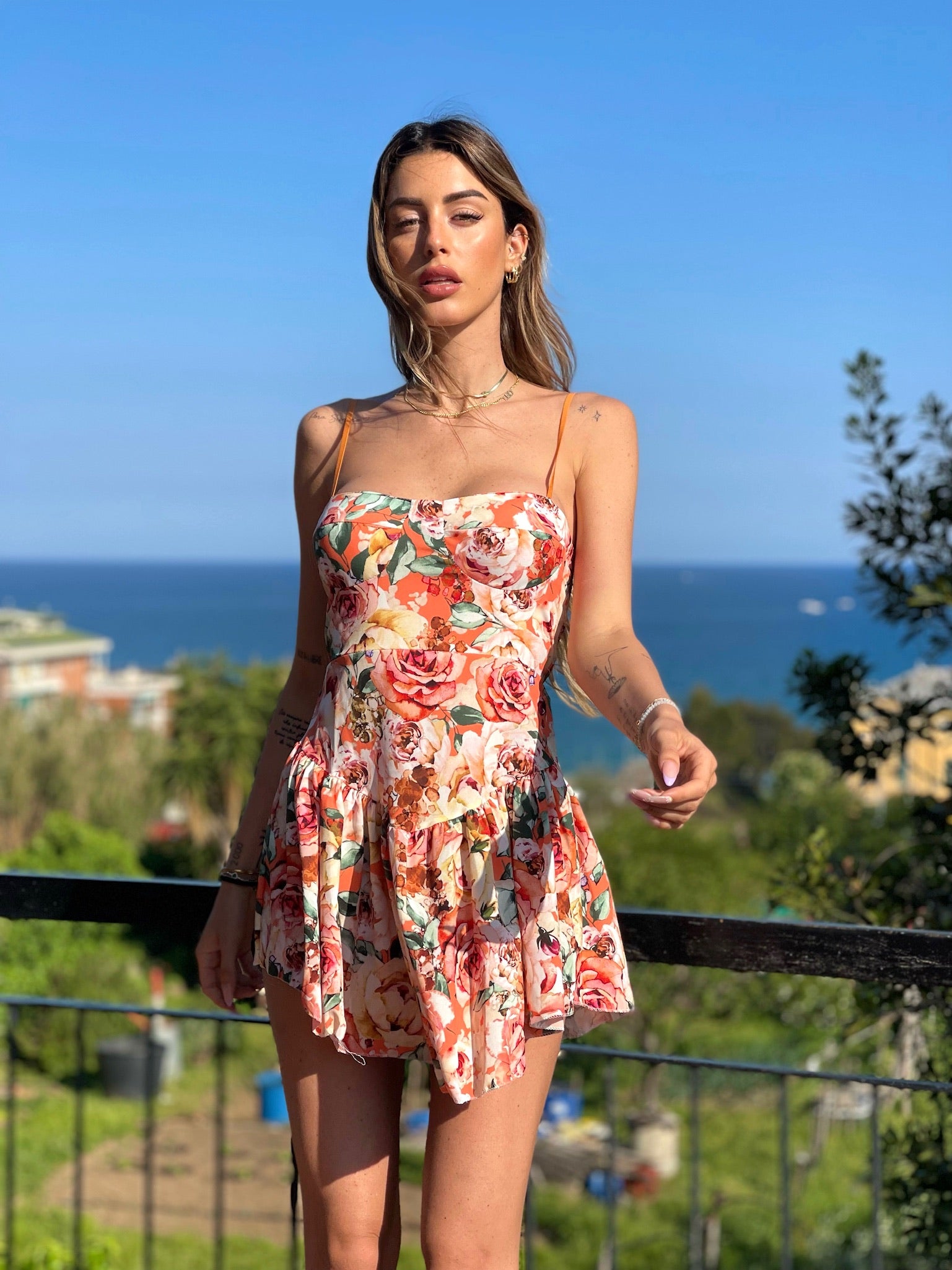 Abito a fiori arancio - R.a. Boutique 