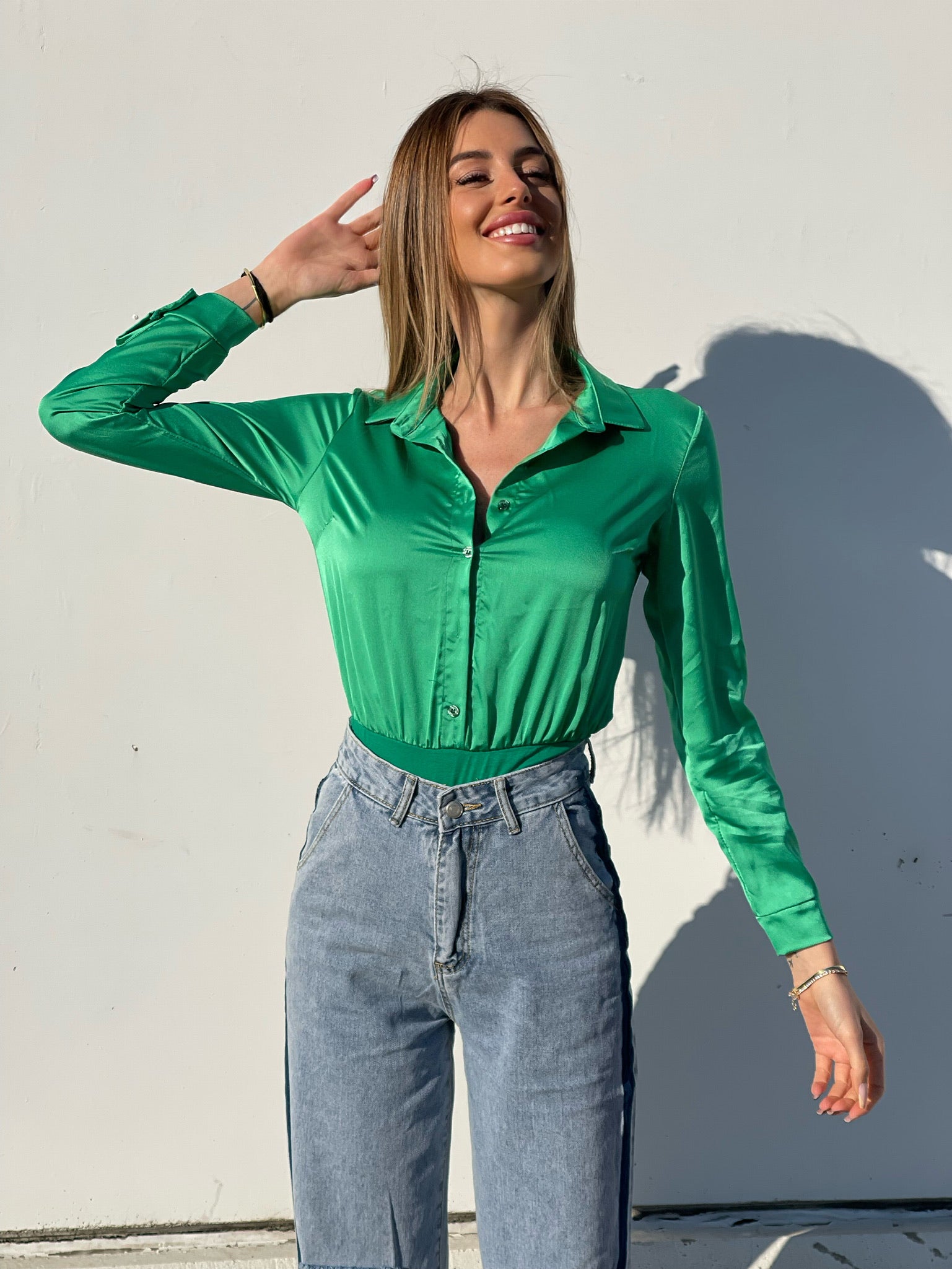 Body camicia verde smeraldo - R.a. Boutique 