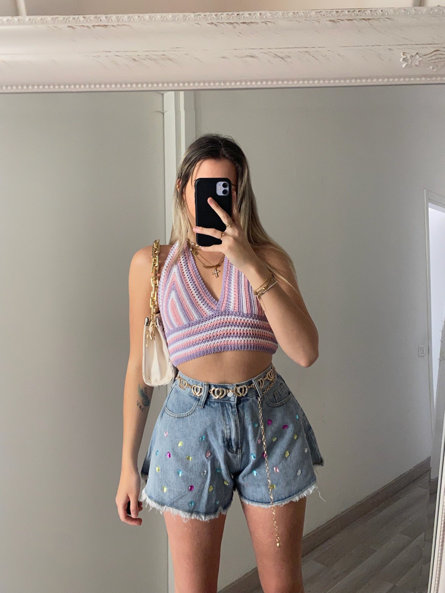 Top macramè sfumato lilla - R.a. Boutique 