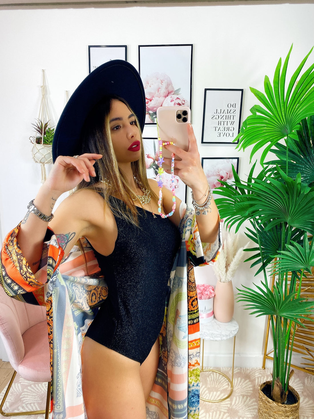 Kimono etnico nero arancio - R.a. Boutique 