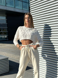 Maglioncino crop panna a trecce - R.a. Boutique 