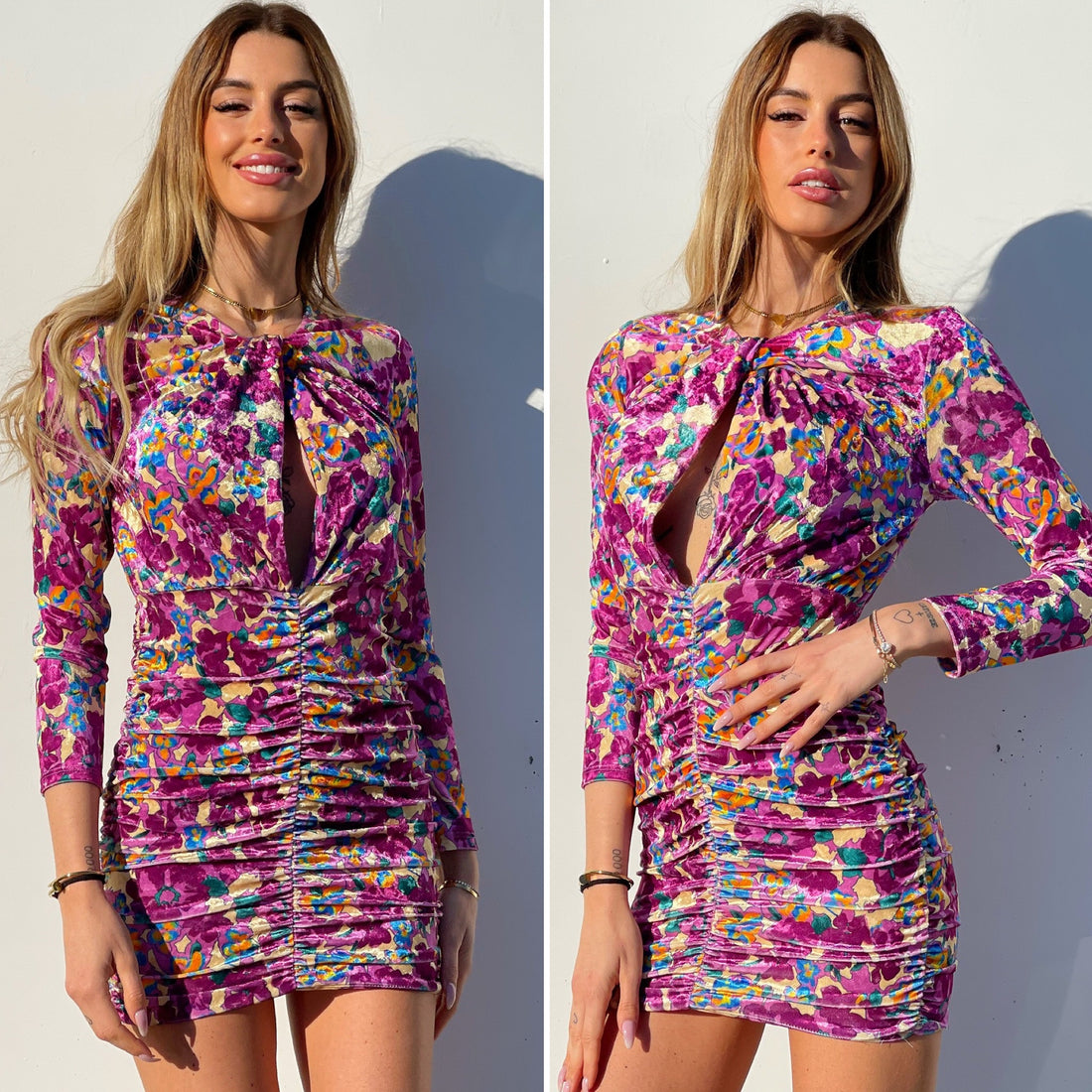 Abito in velluto fiori lilla - R.a. Boutique 