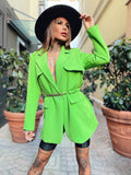 Blazer verde fluo con cintura - R.a. Boutique 