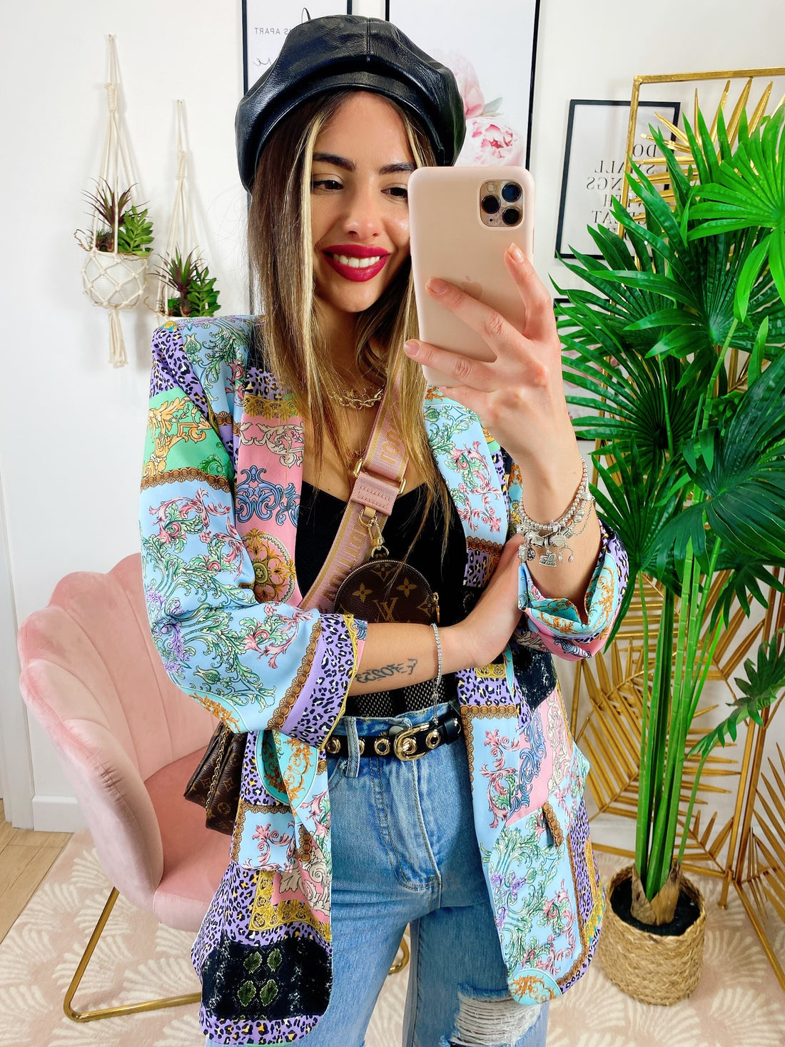 Giacca Donna a fantasia dettagli Rosa lilla - R.a. Boutique 