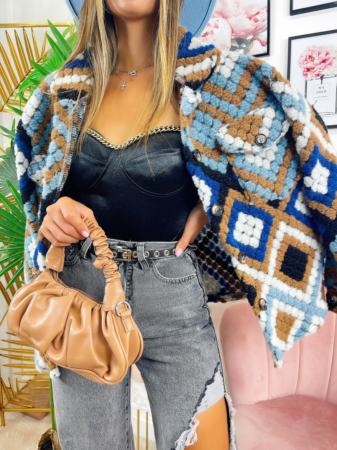 Giacca a rombi azzurra - R.a. Boutique 