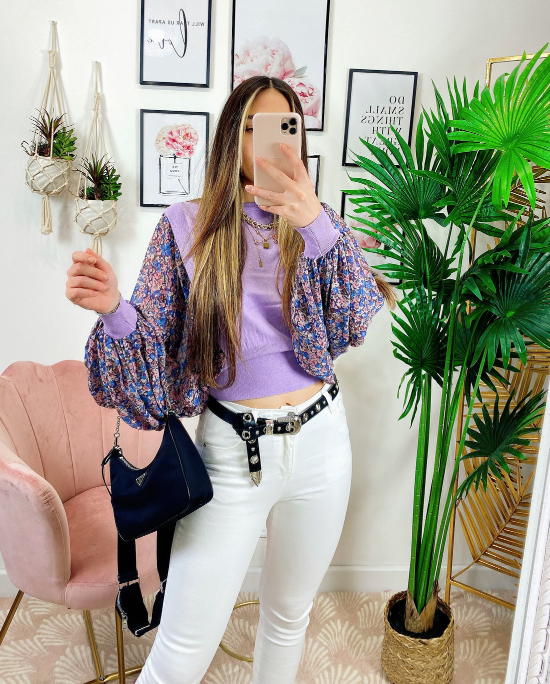 Maglioncino primaverile con manica a fiori - R.a. Boutique 