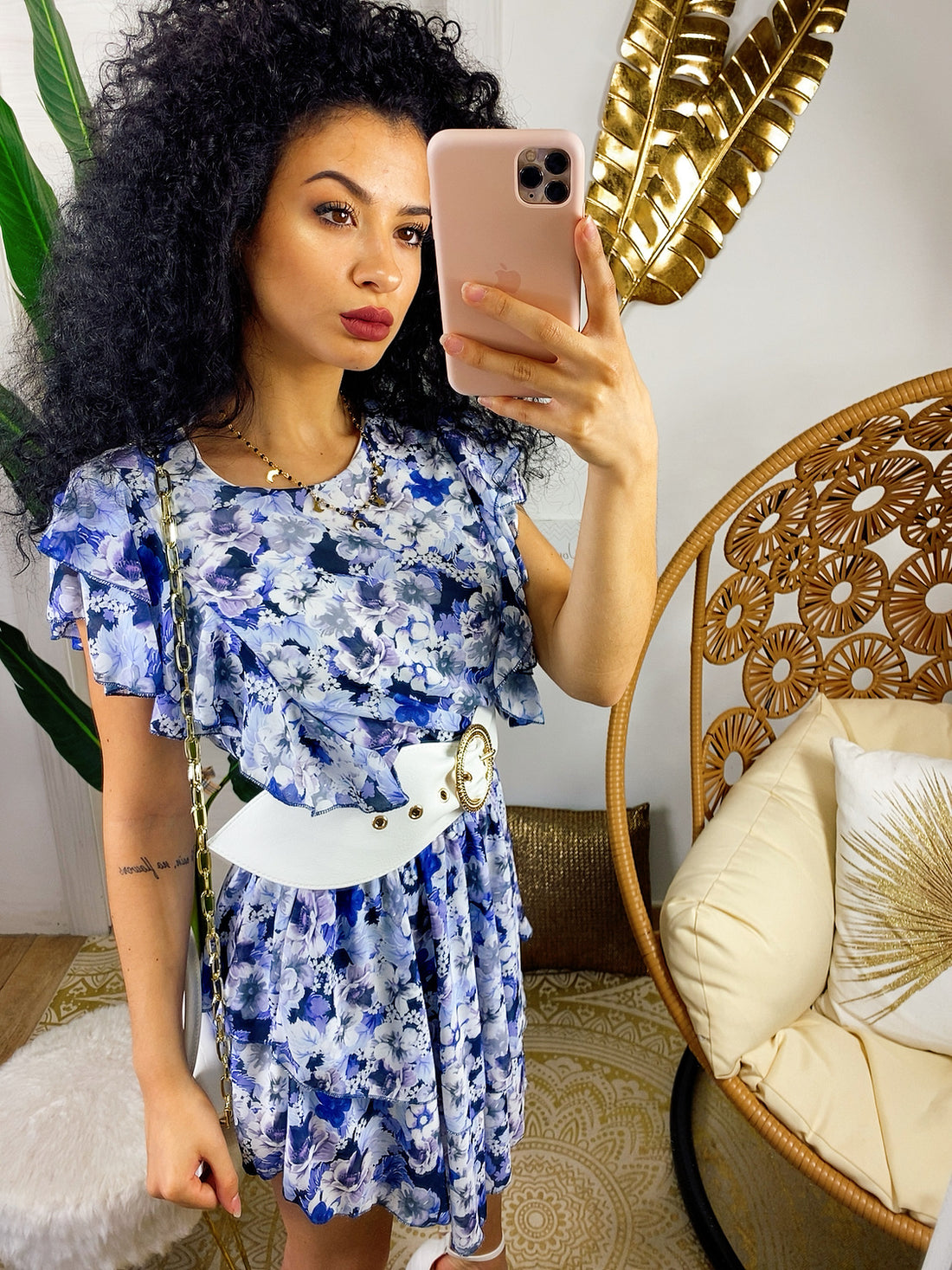 Abito a fiori asimmetrico azzurrino - R.a. Boutique 