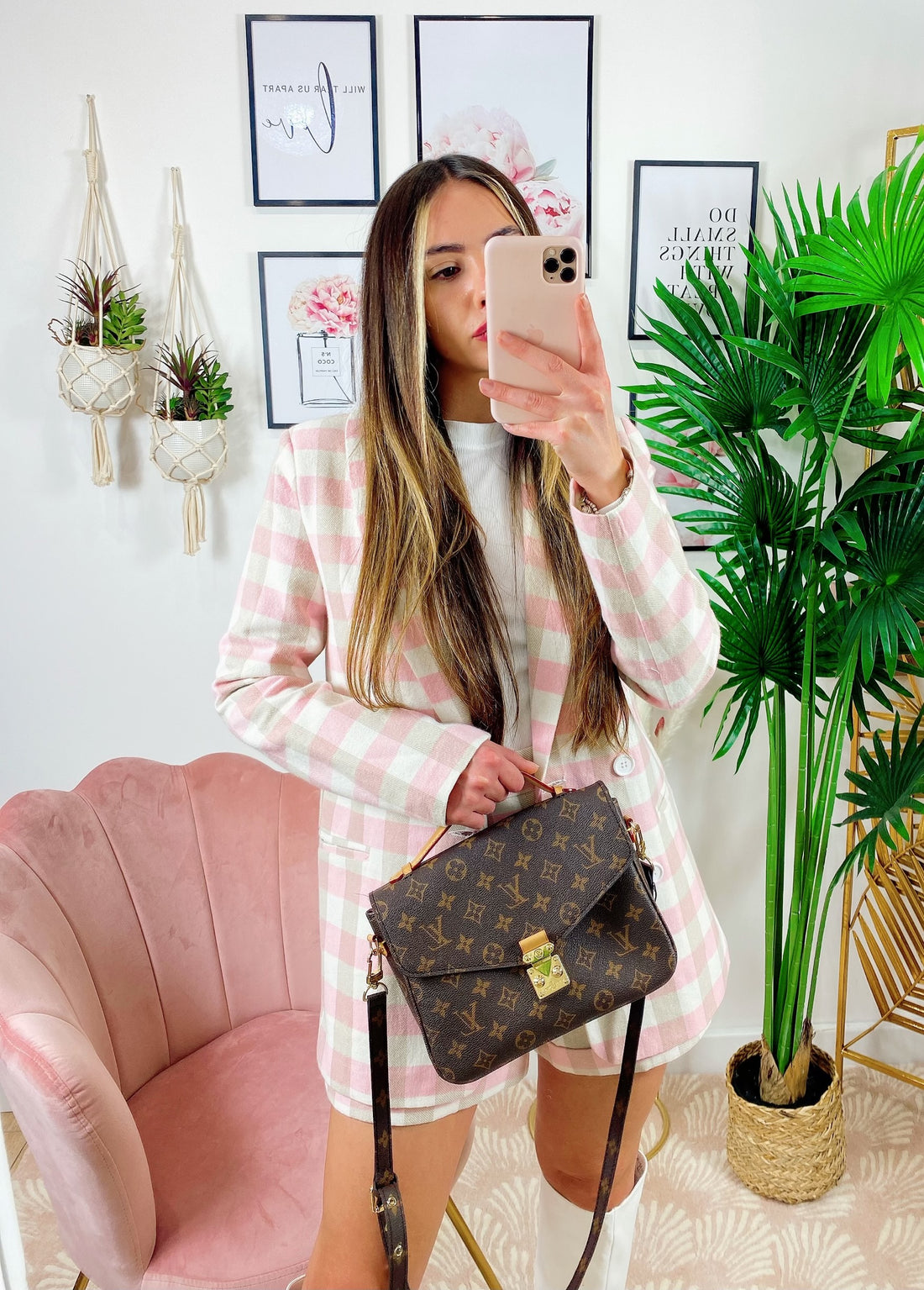 Completo giacca e Short a quadri Rosa - R.a. Boutique 