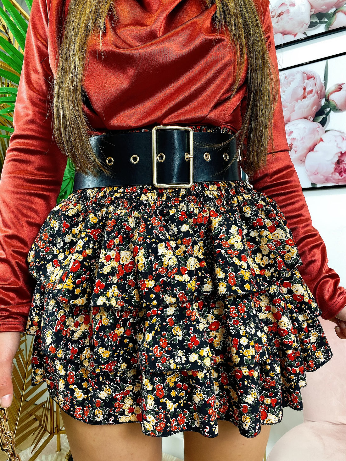 Gonna a fiori rossi - R.a. Boutique 