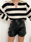 Short in ecopelle nero con cintura - R.a. Boutique 