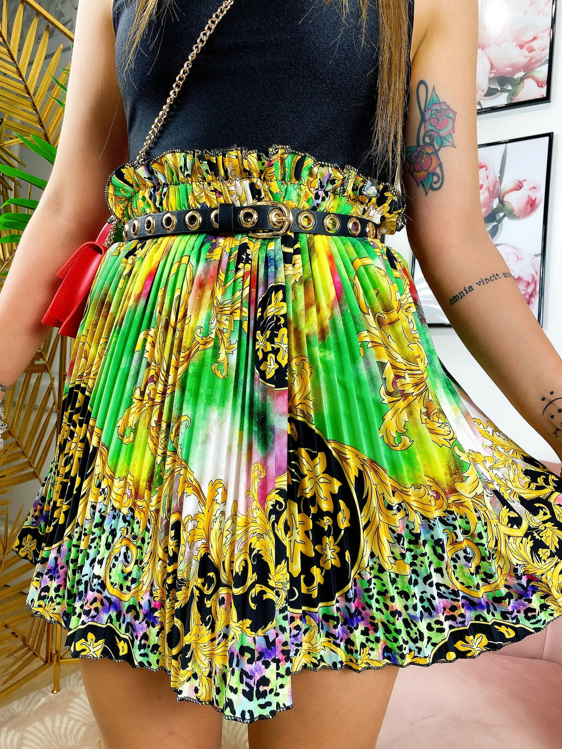 Gonna a pieghine base Verde - R.a. Boutique 