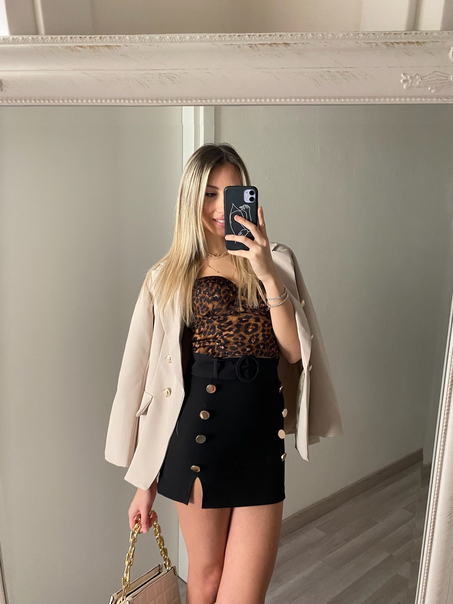 Gonna nera bottoni oro - R.a. Boutique 