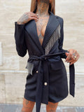 Abito a blazer nero con frange - R.a. Boutique 