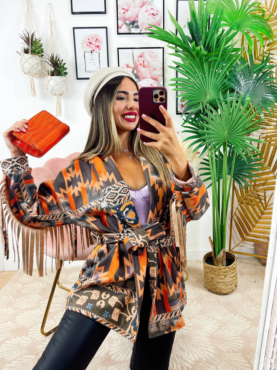 Cappotto con frange dettaglio grigio - R.a. Boutique 