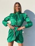 Abito in raso verde smeraldo - R.a. Boutique 