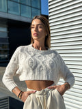 Maglioncino crop panna a trecce - R.a. Boutique 