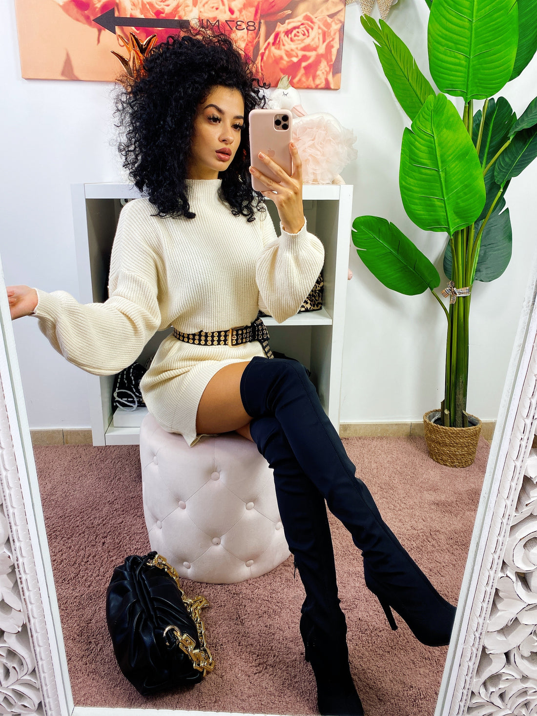 Abito in Maglia a giro collo panna - R.a. Boutique 