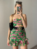 Completo top e gonna verde e rosa - R.a. Boutique 