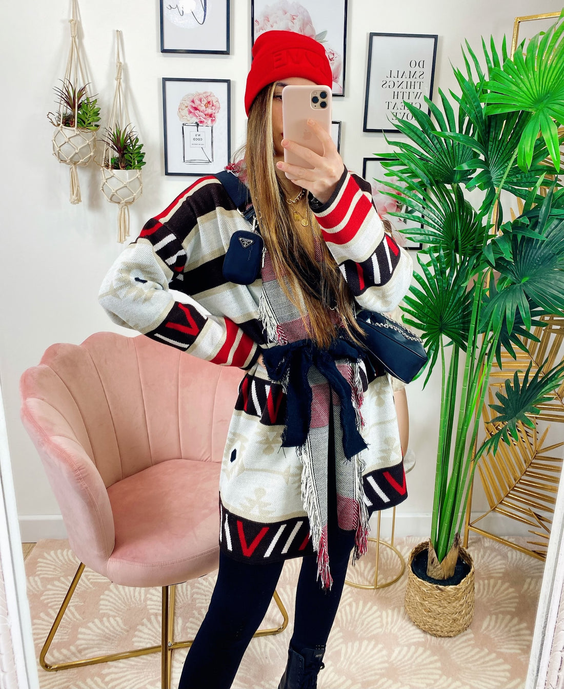 Cardigan con frange e cinta a righe e ricami - R.a. Boutique 