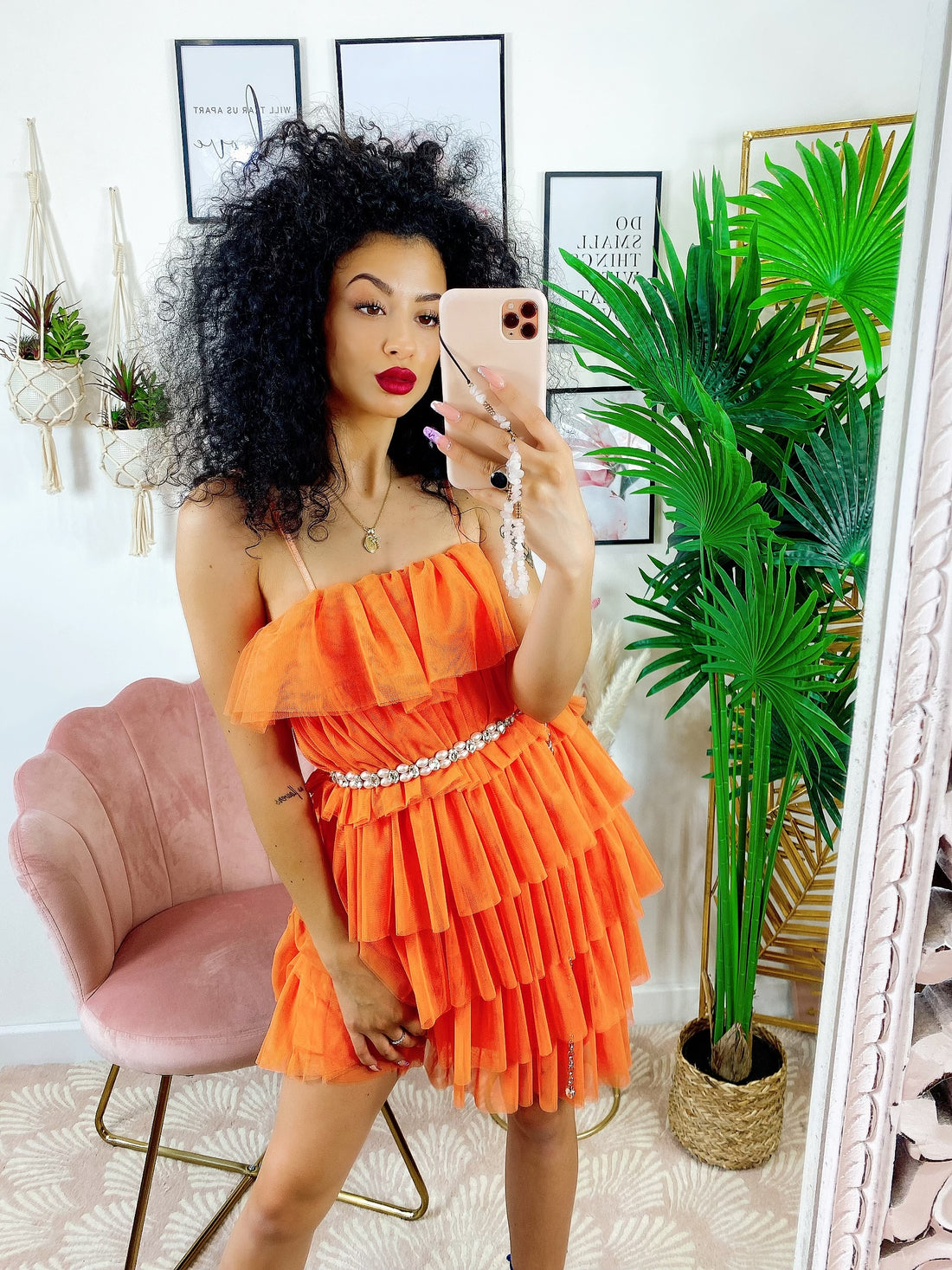 Abito in tulle a balze Venere Arancio - R.a. Boutique 