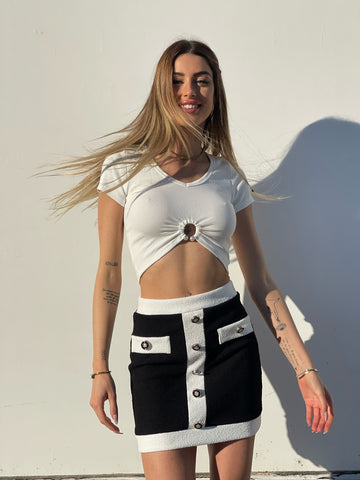 Top a manica corta con cerchio bianco - R.a. Boutique 