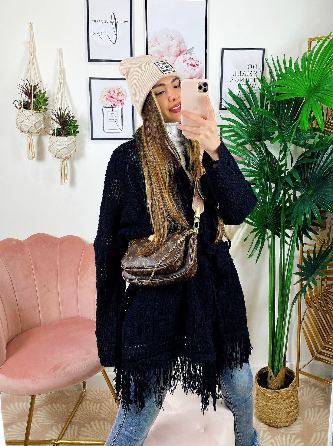 Cardigan sfrangiato nero - R.a. Boutique 