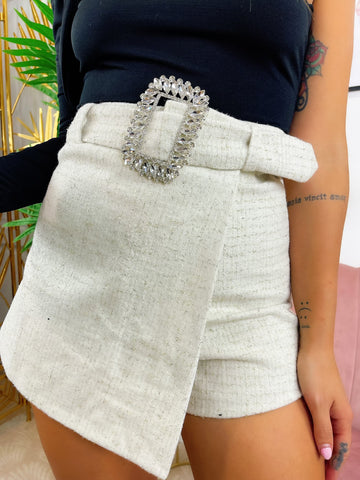 Short bianco glitterato - R.a. Boutique 