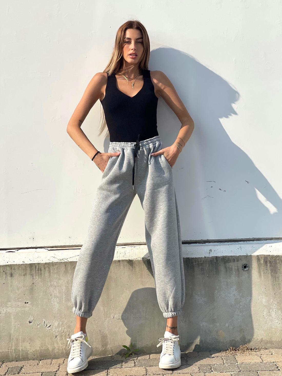 Pantatuta felpato grigio - R.a. Boutique 