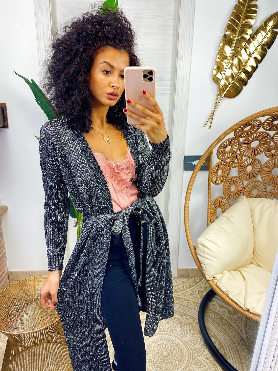 Cardigan in lurex argento - R.a. Boutique 