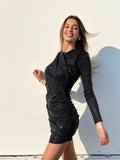Abito nero  e argento shine con oblò - R.a. Boutique 