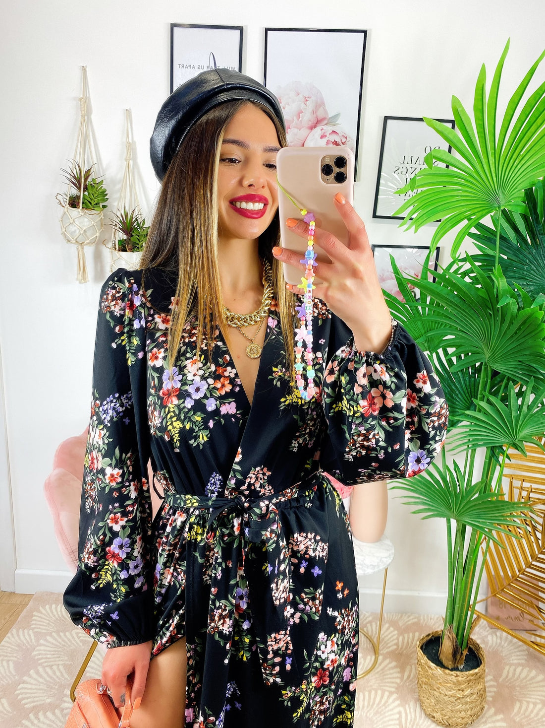 Abito lungo a fiorellini base nera - R.a. Boutique 