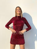 Abito schiena aperta in paillettes rosso - R.a. Boutique 