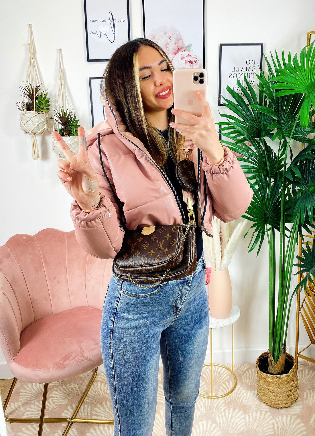 Bomber crop in ecopelle Rosa - R.a. Boutique 