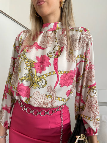 Top crop oro dettagli Fuxia - R.a. Boutique 