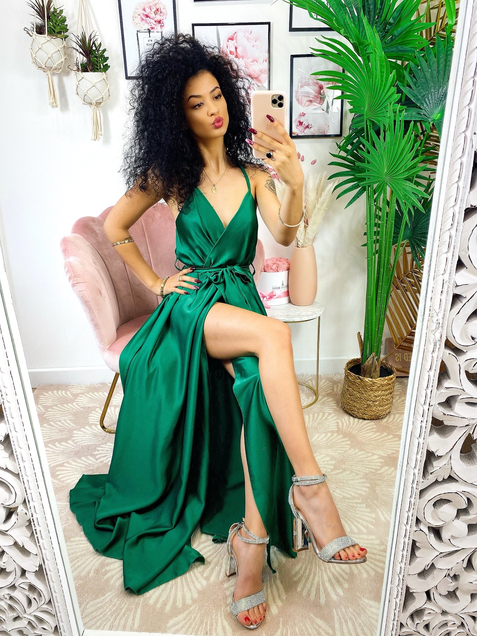 Emerald Verde Smeraldo Abito Sottoveste Verde Black Slip Dress