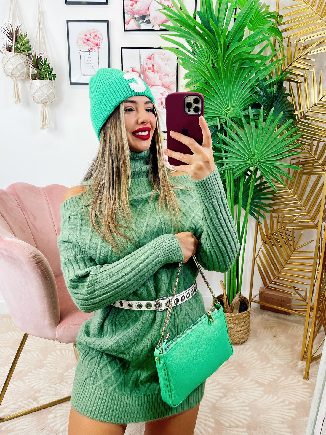 Maxi maglia a collo alto menta - R.a. Boutique 