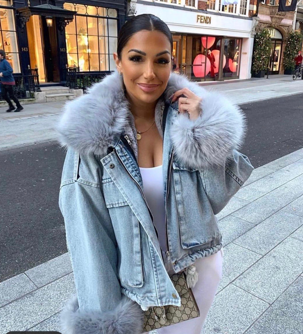 Denim Jacket Chaqueta Vaquera De Pelo Mujer Chaqueta Vaquera Con