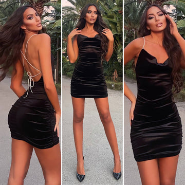 Abito in velluto schiena gioiello - R.a. Boutique 